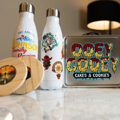 UV/DTF custom decals and stickers with ultra-detailed designs, perfect for branding and personalized printing.